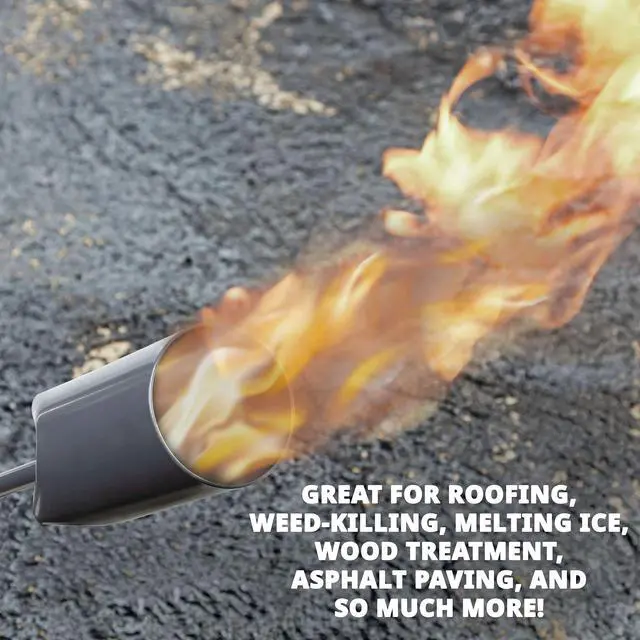 Alt view image 6 of 6 - 500,00 BTU Propane Torch, Heavy Duty Weed Burner, Extra Long 10 Hose, Adjustable Flame Control & Flint Ignitor, Outdoor Weed Killer for Weeds, Snow Melting, Roofing, Roads & More