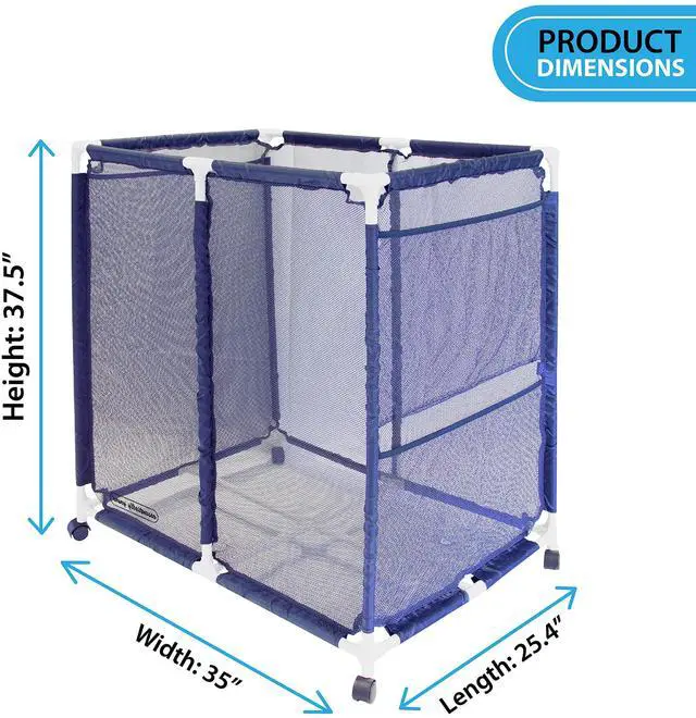 Alt view image 6 of 6 - Pool Floats, Balls, Toys and Equipment Rolling Mesh Organizer Storage Bin, Large, (35" W x 25.4" L x 37.5" H), Blue/White Style 455102