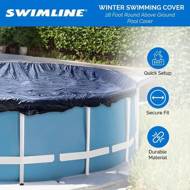 Alt view image 2 of 6 - HYDROTOOLS Super Guard Heavy Duty Pool Cover For Above Ground Swimming Pools |31 FT Cover | Blue / Black | Winch & Cable Included | UV Protected For 28 FT Round Pools | PCO831