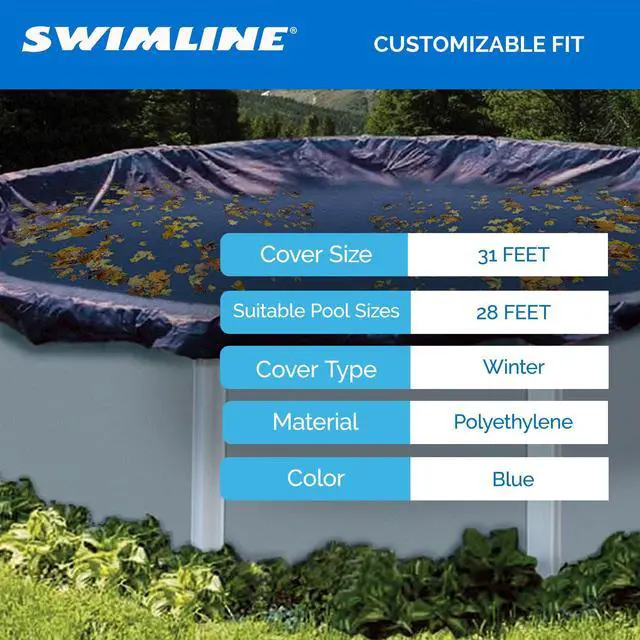Alt view image 5 of 6 - HYDROTOOLS Super Guard Heavy Duty Pool Cover For Above Ground Swimming Pools |31 FT Cover | Blue / Black | Winch & Cable Included | UV Protected For 28 FT Round Pools | PCO831