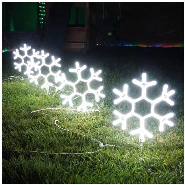 Main image of LED Christmas Big Snowflakes Outdoor Yard Sign Lawn Signage,Decorative for Christmas Lighting,Waterproof for Outdoor Use 4pcs