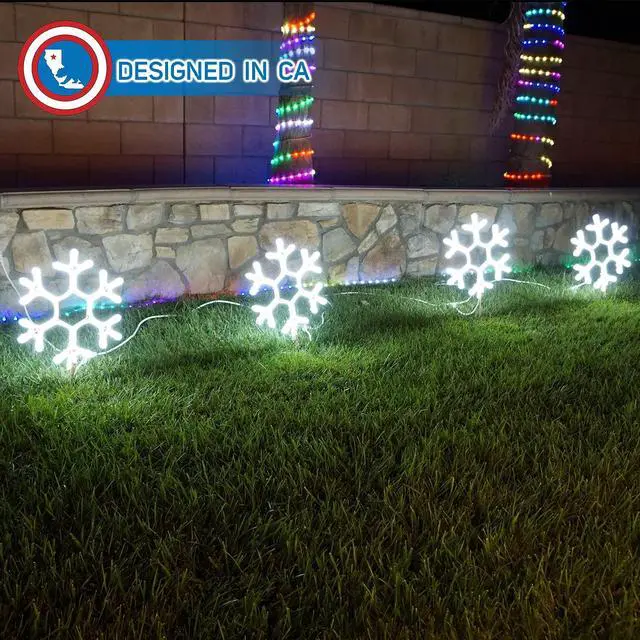 Alt view image 2 of 6 - LED Christmas Big Snowflakes Outdoor Yard Sign Lawn Signage,Decorative for Christmas Lighting,Waterproof for Outdoor Use 4pcs