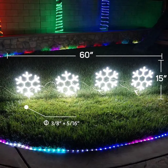Alt view image 3 of 6 - LED Christmas Big Snowflakes Outdoor Yard Sign Lawn Signage,Decorative for Christmas Lighting,Waterproof for Outdoor Use 4pcs