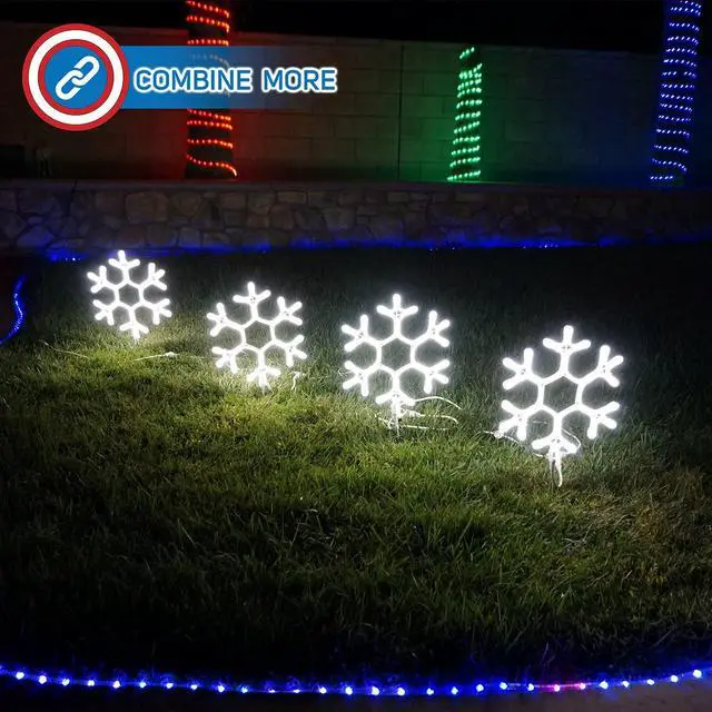 Alt view image 4 of 6 - LED Christmas Big Snowflakes Outdoor Yard Sign Lawn Signage,Decorative for Christmas Lighting,Waterproof for Outdoor Use 4pcs