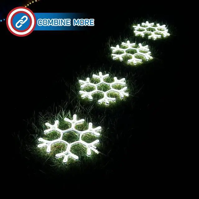 Alt view image 5 of 6 - LED Christmas Big Snowflakes Outdoor Yard Sign Lawn Signage,Decorative for Christmas Lighting,Waterproof for Outdoor Use 4pcs