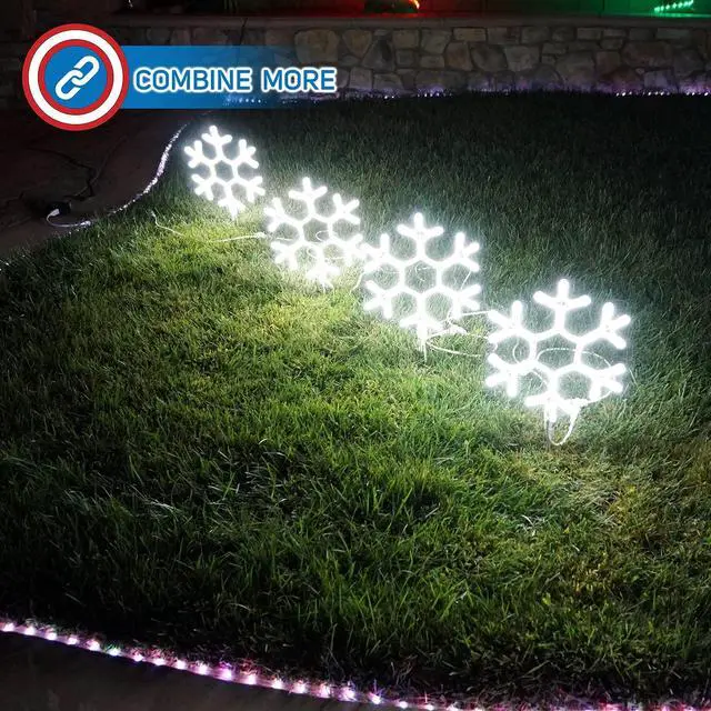 Alt view image 6 of 6 - LED Christmas Big Snowflakes Outdoor Yard Sign Lawn Signage,Decorative for Christmas Lighting,Waterproof for Outdoor Use 4pcs