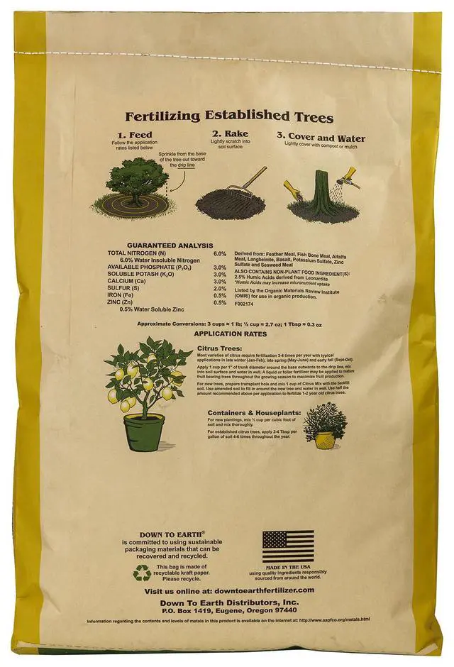 Alt view image 2 of 6 - Organic Citrus Mix - Plant Food for Lemons, Limes, Oranges and Avocados 6-3-3, 25 lb