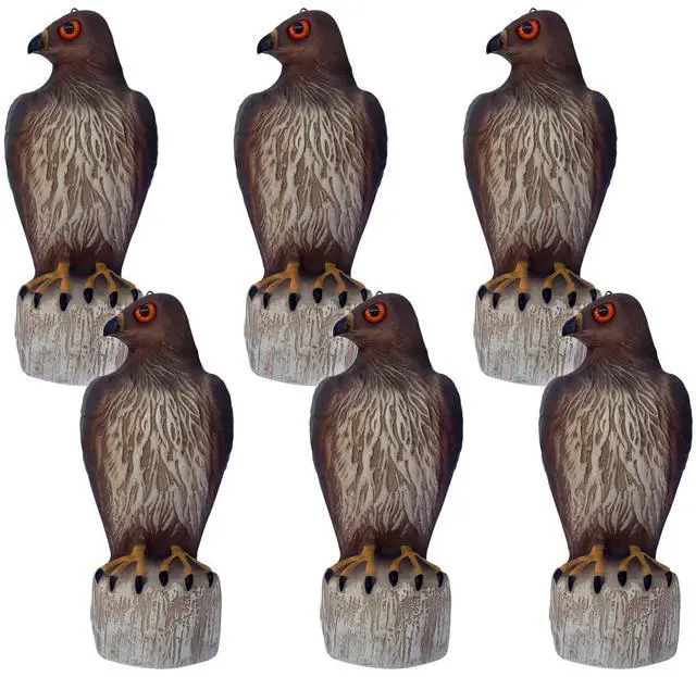 Main image of Plastic Hawk Decoy (6 Pack) - Hawk Decoy to Scare Birds Away, Bird Deterrent Devices Outdoor, 16 Inch Fake Hawk Statue, Bird Repellent Scarecrow for Garden
