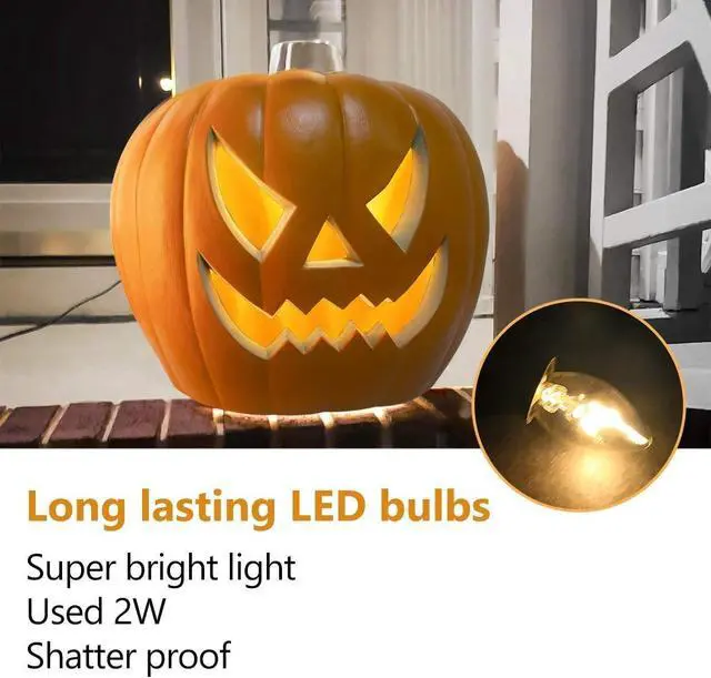 Alt view image 3 of 6 - 21" Jack o Lanterns - Large Halloween Pumpkin Lantern Light Up Pumpkin Decorations - Lighted Pumpkin with LED Bulb Indoor/Outdoor Pumpkin Decoration