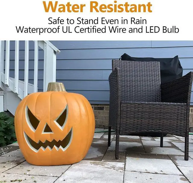 Alt view image 4 of 6 - 21" Jack o Lanterns - Large Halloween Pumpkin Lantern Light Up Pumpkin Decorations - Lighted Pumpkin with LED Bulb Indoor/Outdoor Pumpkin Decoration