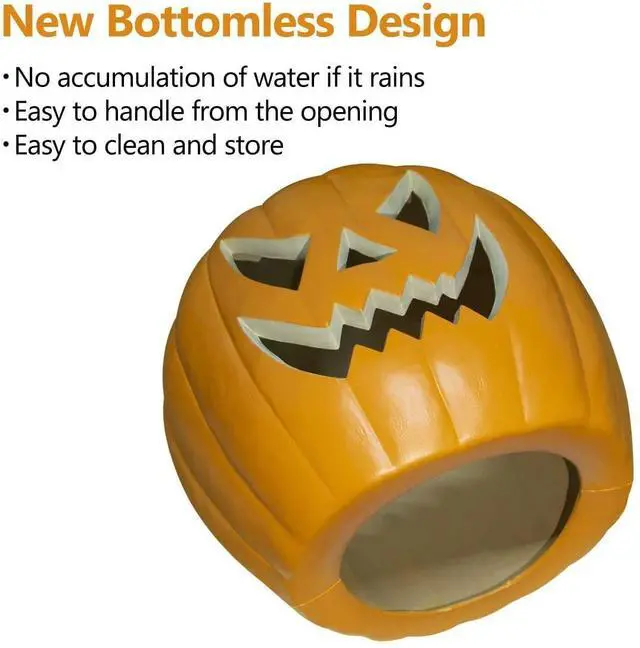 Alt view image 5 of 6 - 21" Jack o Lanterns - Large Halloween Pumpkin Lantern Light Up Pumpkin Decorations - Lighted Pumpkin with LED Bulb Indoor/Outdoor Pumpkin Decoration