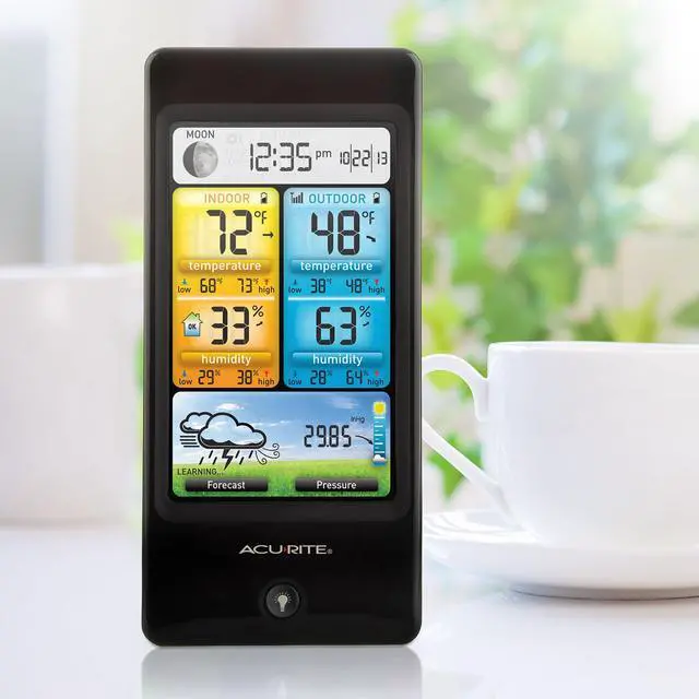 Alt view image 2 of 5 - 02016 Color Weather Station with Forecast/Temperature/Humidity, Black