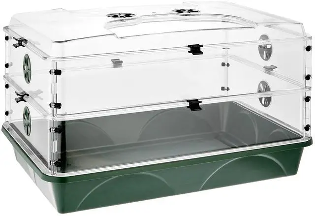 Main image of 24" x 15" x 12.75" Domed Propagator with 2 Height Extenders and Locking Clip Set, Green