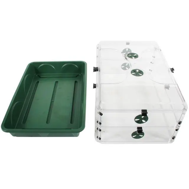 Alt view image 2 of 6 - 24" x 15" x 12.75" Domed Propagator with 2 Height Extenders and Locking Clip Set, Green