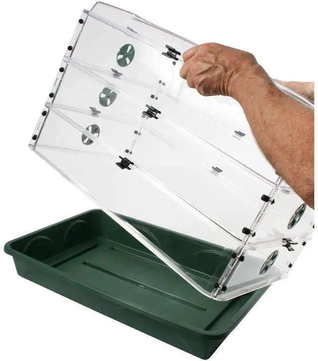 Alt view image 4 of 6 - 24" x 15" x 12.75" Domed Propagator with 2 Height Extenders and Locking Clip Set, Green