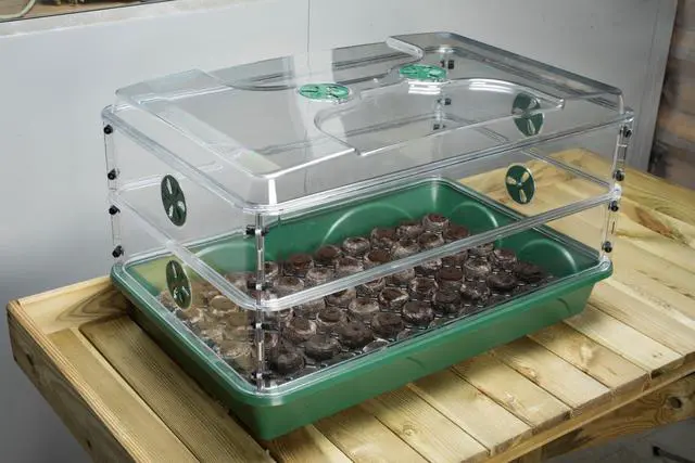 Alt view image 6 of 6 - 24" x 15" x 12.75" Domed Propagator with 2 Height Extenders and Locking Clip Set, Green