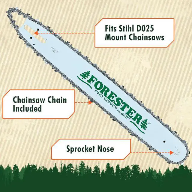 Alt view image 6 of 6 - 20" Replacement Chainsaw Bar & Chain Combo - 20in Length,.325 Pitch,.063 Gauge, D025 Mount, 81 Drive Link - Replacement Chain Saw Parts Kit For Stihl