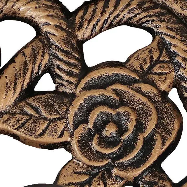 Alt view image 5 of 6 - Sunnydaze 17lb Cast Iron Patio Umbrella Base - Heavy-Duty Round Metal Outdoor Market Umbrella Stand for Outside - 16-Inch - Bronze - Rose Blossom