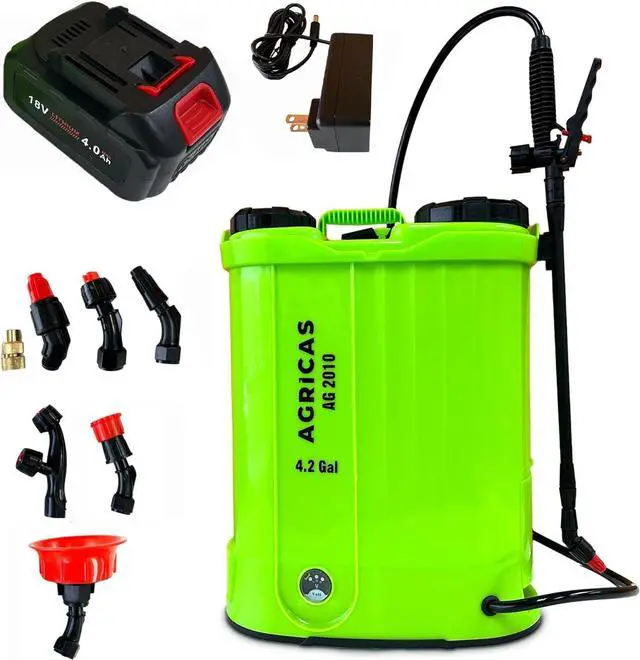 Main image of Battery Powered Backpack Sprayer 4.2 Gallon, Adjustable 0-100 PSI Pressure, Compatible with Makita 18V Battery, 7 Nozzles, Telescopic Wand, Charger Included, Electric Sprayer, Lawn & Garden Use