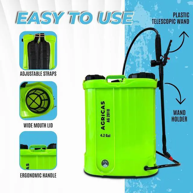 Alt view image 2 of 6 - Battery Powered Backpack Sprayer 4.2 Gallon, Adjustable 0-100 PSI Pressure, Compatible with Makita 18V Battery, 7 Nozzles, Telescopic Wand, Charger Included, Electric Sprayer, Lawn & Garden Use