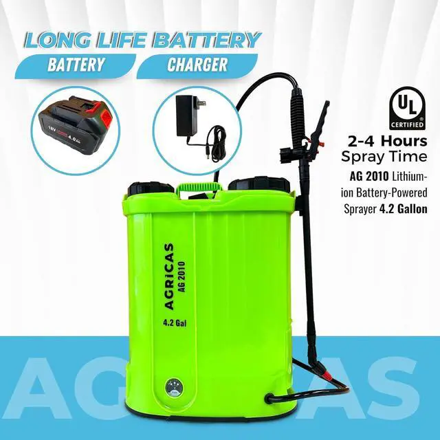 Alt view image 6 of 6 - Battery Powered Backpack Sprayer 4.2 Gallon, Adjustable 0-100 PSI Pressure, Compatible with Makita 18V Battery, 7 Nozzles, Telescopic Wand, Charger Included, Electric Sprayer, Lawn & Garden Use
