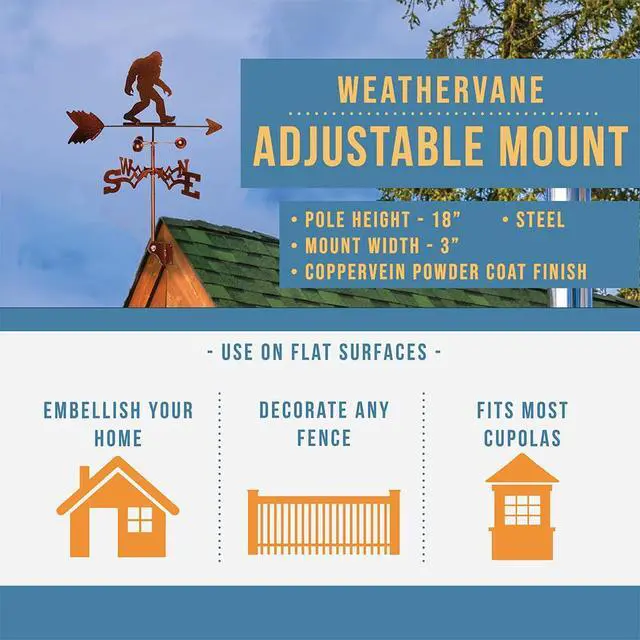 Alt view image 2 of 4 - Bigfoot Sasquatch Weathervane (Adjustable Mount Included)