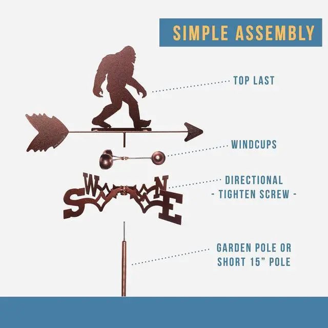 Alt view image 3 of 4 - Bigfoot Sasquatch Weathervane (Adjustable Mount Included)