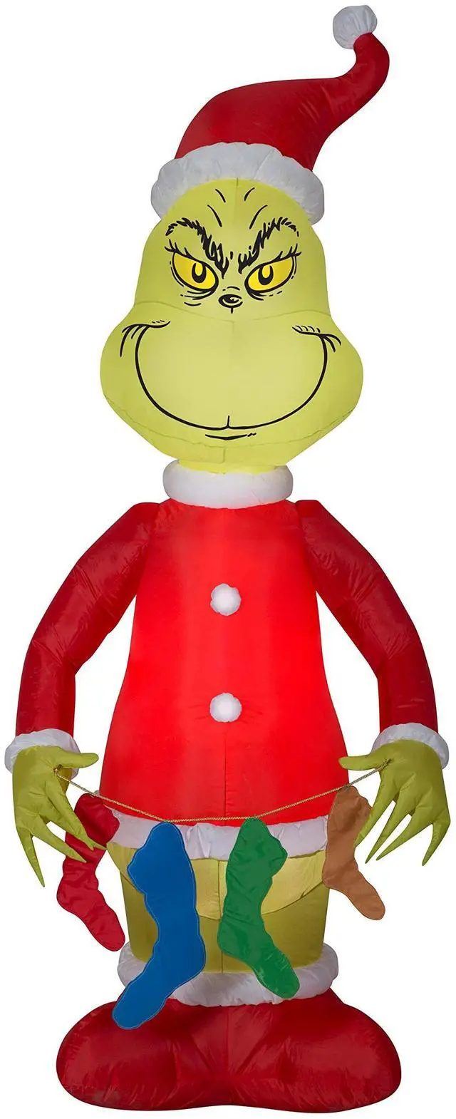 Main image of 6.5 Ft Grinch with Stockings Airblown Lighted Christmas Yard Inflatable Outdoor Holiday Disaplay