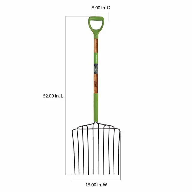 Alt view image 4 of 4 - 2827000 10-Tine Welded Steel Ensilage Fork with Hardwood Handle and D-Grip, 52-Inch, Brown