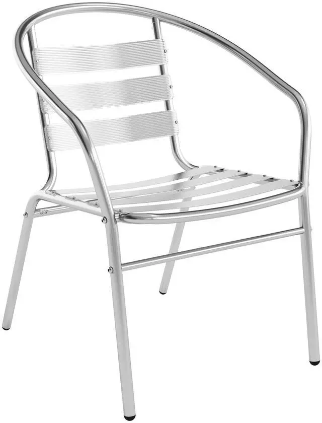 Main image of Lila Commercial Aluminum Indoor-Outdoor Restaurant Stack Chair with Triple Slat Back and Arms