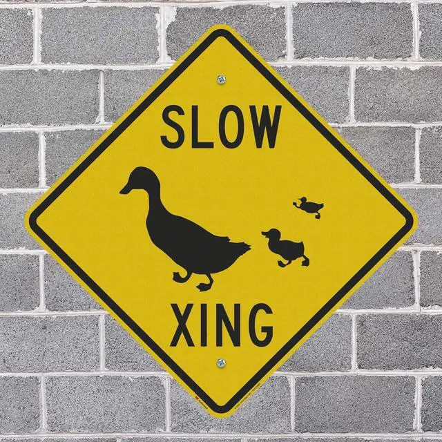 Alt view image 3 of 5 - "Slow - Duck Xing" Crossing Sign | 24" x 24" 3M Engineer Grade Reflective Aluminum, Made in USA