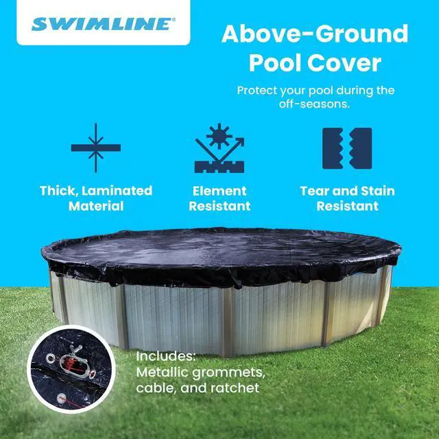 Alt view image 2 of 6 - 30 Foot Round Above Ground Swimming Pool Winter Cover with 4 Foot of Overlap, Cable, Ratchet and Metallic Grommets, Pool Cover Only