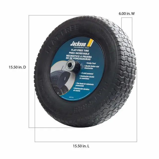 Alt view image 2 of 2 - FFTKBCC Flat Free Wheelbarrow Tire with Knobby Tread, 8-Inch, Black
