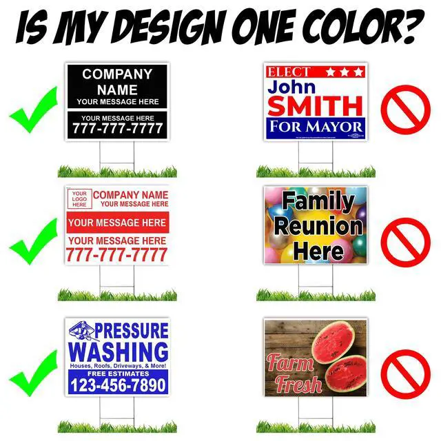 Alt view image 2 of 6 - CUSTOM One Color 15qty 18"x24" Yard Signs + Printed Front & Back + Metal Ground Stakes - Screen Print UV Coated Ink