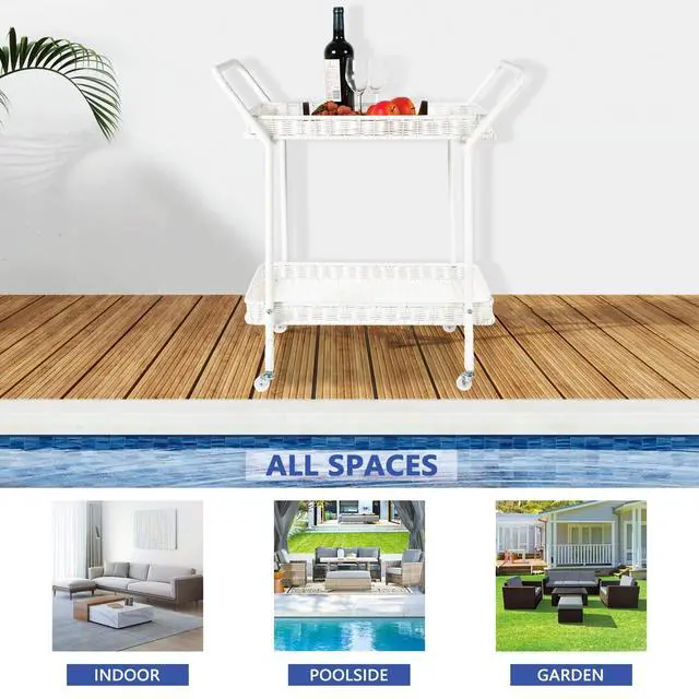 Alt view image 2 of 6 - Outdoor Resin Wicker Serving Cart by