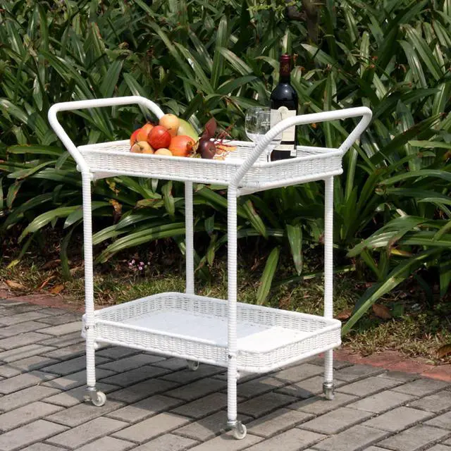 Alt view image 3 of 6 - Outdoor Resin Wicker Serving Cart by