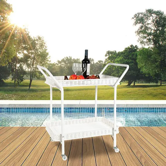 Alt view image 4 of 6 - Outdoor Resin Wicker Serving Cart by