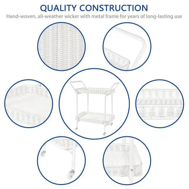 Alt view image 6 of 6 - Outdoor Resin Wicker Serving Cart by