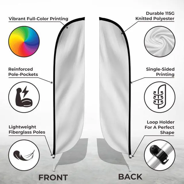 Alt view image 2 of 6 - Feather Flag Pole Kit - 12 Feet Tall Advertising Flag Banner with Fiberglass Pole Kit and Ground Spike for Business Promotion - Solid Color Flags - White