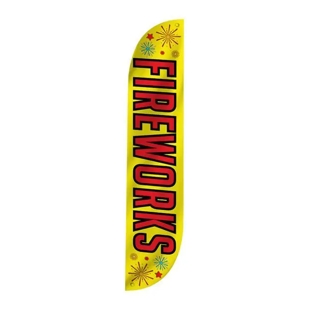 Alt view image 6 of 6 - Feather Flag Set, 12 ft Advertising Flag with Fiberglass Poles and Ground Spike for Business Promotion, Fireworks (Yellow)