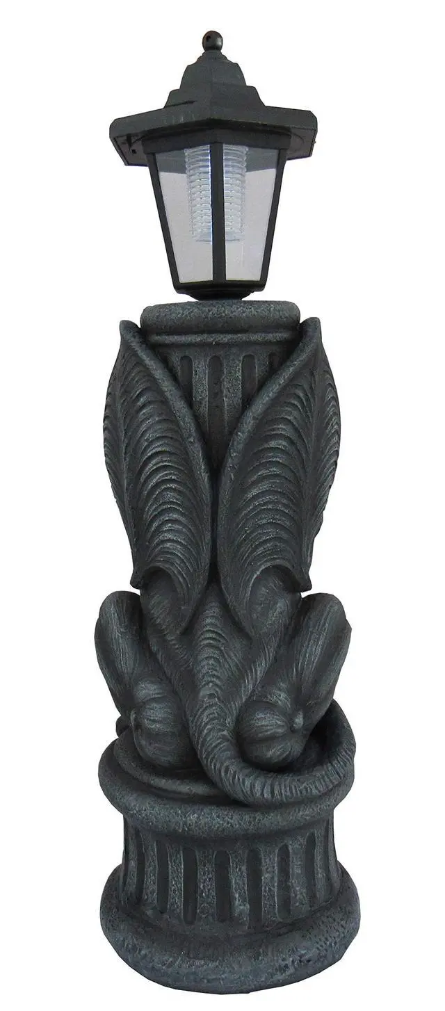 Alt view image 4 of 6 - Glowing Grimace Guardian Gargoyle LED Solar Light - Majestic Gothic Decor Garden Statue - 20 Inches High - Adding Mystical Charm to Your Outdoor Sanctuary