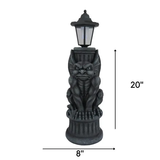 Alt view image 5 of 6 - Glowing Grimace Guardian Gargoyle LED Solar Light - Majestic Gothic Decor Garden Statue - 20 Inches High - Adding Mystical Charm to Your Outdoor Sanctuary