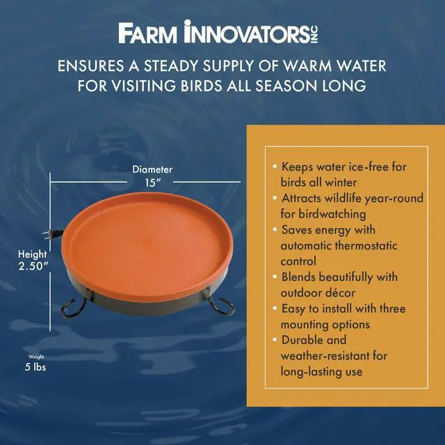Alt view image 2 of 6 - BD-75 All Seasons 3 in 1 Outdoor 14 Inch Heated Birdbath with 3 Mounting Options, 75 Watts, Terracotta