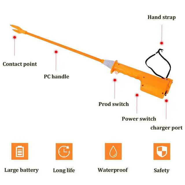 Alt view image 2 of 6 - Electric Prod Hot Shock, Rechargeable Electric Livestock Cattle Pig Prod Shock Safety Prodder 8000-10000V
