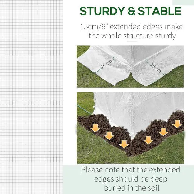Alt view image 4 of 6 - 19.7' x 9.8' x 6.6' Plastic Greenhouse Cover Replacement, Heavy Duty Waterproof Tarp for Hoop House, Sheeting with 12 Windows, Door & Reinforcement Grid, White