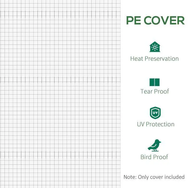 Alt view image 5 of 6 - 19.7' x 9.8' x 6.6' Plastic Greenhouse Cover Replacement, Heavy Duty Waterproof Tarp for Hoop House, Sheeting with 12 Windows, Door & Reinforcement Grid, White