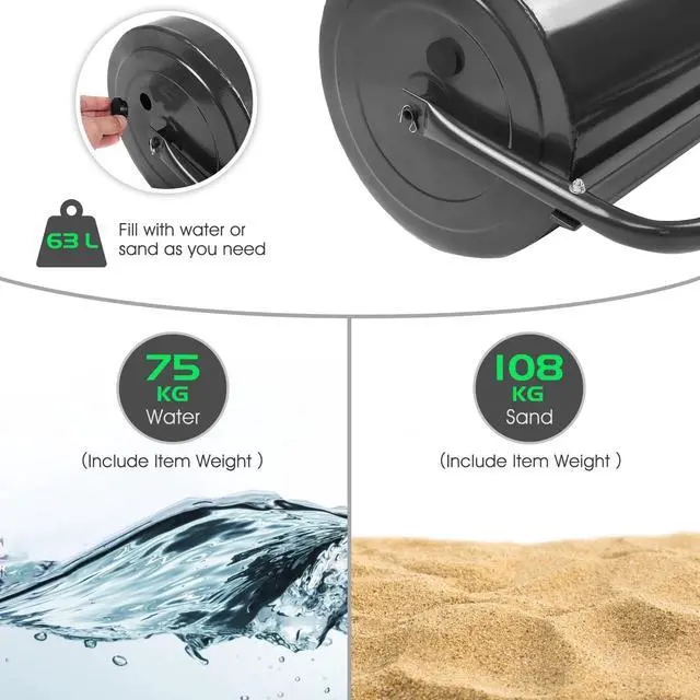 Alt view image 3 of 6 - 17 Gal Lawn Roller, Lawn Rollers Tow Behind Water Filled Sand Filled, Yard Roller Push Pull Behind, Lawn Soil Rollers, Grass Roller Sod Roller for Garden Lawn Yard Patio (36-inch/ 17 Gal)