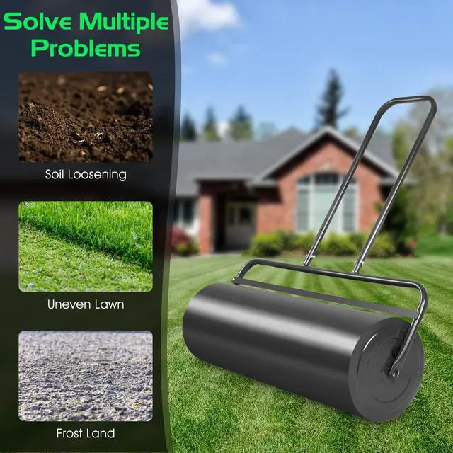 Alt view image 4 of 6 - 17 Gal Lawn Roller, Lawn Rollers Tow Behind Water Filled Sand Filled, Yard Roller Push Pull Behind, Lawn Soil Rollers, Grass Roller Sod Roller for Garden Lawn Yard Patio (36-inch/ 17 Gal)