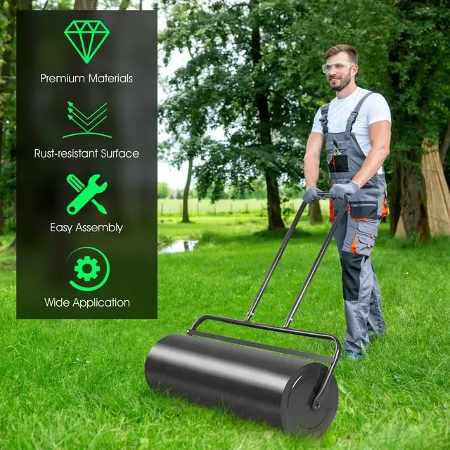 Alt view image 6 of 6 - 17 Gal Lawn Roller, Lawn Rollers Tow Behind Water Filled Sand Filled, Yard Roller Push Pull Behind, Lawn Soil Rollers, Grass Roller Sod Roller for Garden Lawn Yard Patio (36-inch/ 17 Gal)