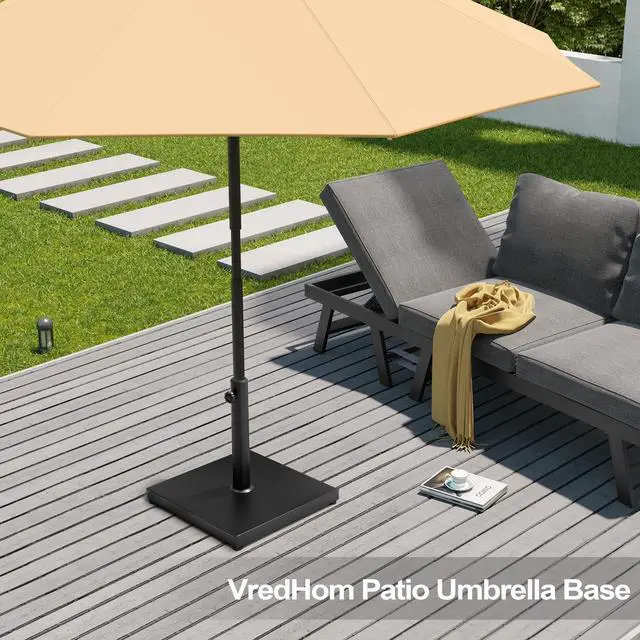 Alt view image 5 of 6 - 55lbs Patio Umbrella Base Stand, Outdoor Square Concrete Stand Heavy Duty Market Umbrella Pole Holder, Black